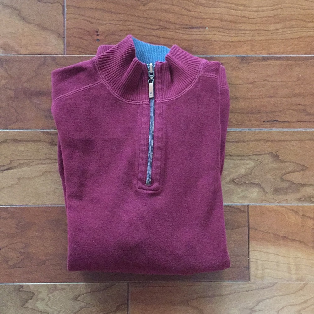 Tommy Bahama Red And Gray Quarter Zip Sweater
